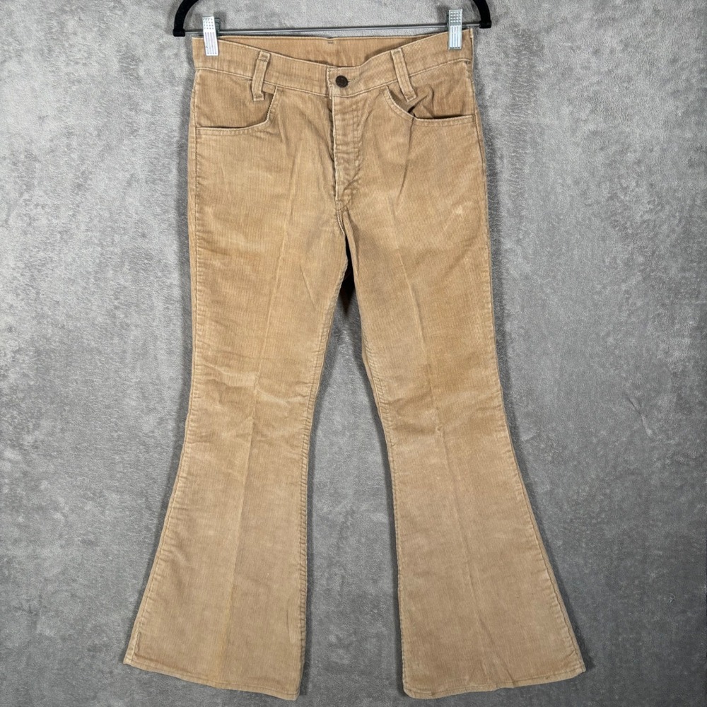 Vintage Levis 646 Bell Bottom Corduroy Pants Tan 29x28 Talon 42 70s Flare Leg